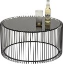 Kare Design KARE zestaw stolików kawowych WIRE czarny - okragłe stoliki okolicznościowe, blaty szklane, stelaż metal i żeliwo
