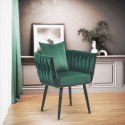 Halmar AVATAR 2 fotel wypoczynkowy ciemny zielony/ czarny, materiał: tkanina - velvet / stal malowana proszkowo