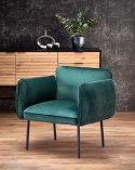 Halmar BRASIL fotel wypoczynkowy ciemny zielony/ czarny, materiał: tkanina - velvet /metal