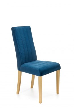 Halmar DIEGO 3 krzesło do jadalni dąb miodowy / tap. velvet pikowany Pasy - MONOLITH 77 (granatowe) tapicerowane nogi drewniane
