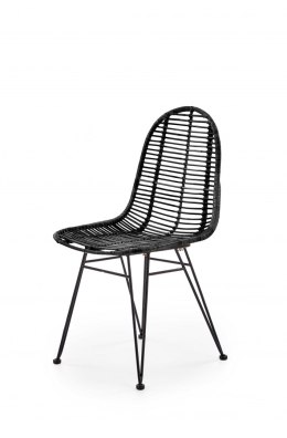 Halmar K337 krzesło do jadalni rattan czarny, materiał: rattan naturalny / metal