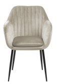 ACTONA Krzesło do jadalni Emilia Velvet sand /black - tapicerowane pikowane bezowe - nogi czarne metalowe - podłokietniki