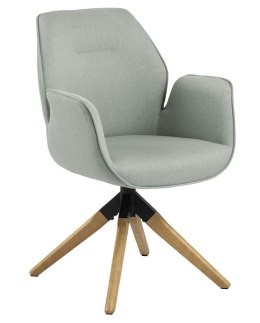 ACTONA Krzesło do jadalni obrotowe Aura light grey auto re turn - tapicerowane szare, nogi drewno kauczukowe