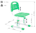 SST3LS Green - Regulowane krzesełko dziecięce FunDesk - zielone krzesło do biurka dla dziecka 3-14 lat - regulowana wysokość
