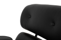 King Home Fotel obrotowy LOUNGE czarny z podnóżkiem obrotowym - skóra naturalna, sklejka jesion