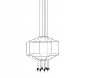 King Home Lampa wisząca LED FLUSSO 8 czarna metal klosze szkło satynowe G9 konstrukcja geometryczna
