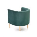 Halmar CLUBBY 2 fotel wypoczynkowy ciemny zielony / naturalny, tapicerowany, nogi drewno lite, poduszka na siedzisku - kubełkowy