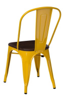 D2.DESIGN Krzesło Paris Wood metalowe żółte drewniane siedzisko sosna szczot. kolor orzech do restauracji jadalni recepcji