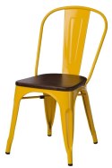 D2.DESIGN Krzesło Paris Wood żółte metal drewniane siedzisko sosna orzech do restauracji jadalni kuchni