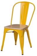D2.DESIGN Krzesło Paris Wood żółte metalowe siedzisko drewniane sosna naturalna do jadalni restauracji