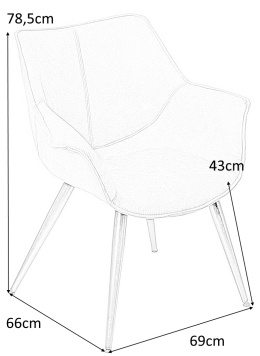 Intesi Krzesło Lord brązowe ciemne 1025 zamsz ekologiczny nogi metal malowany proszkowo czarny z podłokietnikami