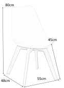 Intesi Krzesło Norden Cross Tap 2 tapicerowane szare tkanina siedzisko wyłożone gąbką nogi drewno kolor dąb