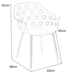 Intesi Krzesło Sajt czarne siedzisko tworzywo PP nogi metalowe do jadalni recepcji restauracji