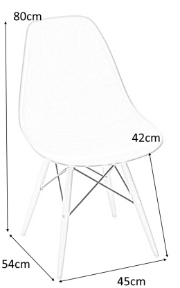 D2.DESIGN Krzesło P016W PP tworzywo czerwone, drewniane nogi wygodne i lekkie