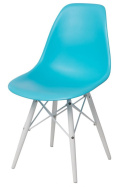 D2.DESIGN Krzesło P016W PP tworzywo niebieskie ocean blue/white podstawa drewno bukowe biały
