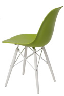 D2.DESIGN Krzesło P016W PP tworzywo zielone/white podstawa drewno bukowe biały lekkie i wygodne