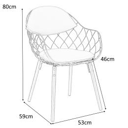 Intesi Krzesło Jahi poduszki czarne PU ekoskóra siedzisko metalowe czarne nogi drewno bukowe czarne