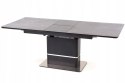 HALMAR stół MARTIN prostokątny rozkładany blat szkło MDF lakierowany - ciemny popiel, noga - czarny stal nierdzewna 160-200x90