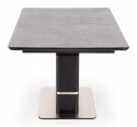 HALMAR stół MARTIN prostokątny rozkładany blat szkło MDF lakierowany - ciemny popiel, noga - czarny stal nierdzewna 160-200x90