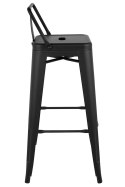 King Home Hoker Krzesło barowe TOWER BACK 66 (Paris) czarny mat metalowy z oparciem i podnóżkiem do lokalu i do domu