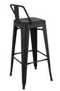 King Home Hoker Krzesło barowe TOWER BACK 66 (Paris) czarny mat metalowy z oparciem i podnóżkiem do lokalu i do domu