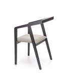 Halmar AZUL krzesło do jadalni czarne / tap. popiel - tapicerowane szare - nogi czarne drewno lite
