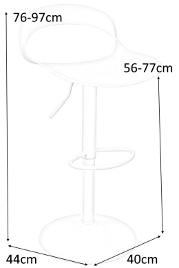 King Home Hoker Krzesło barowe WRAPP regulowany biały obrotowe siedzisko z tworzywa podstawa metalowa z podnóżkiem