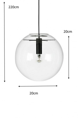 King Home Lampa wisząca sufitowa SANDRA 20 czarna - metal szkło transparentny E27