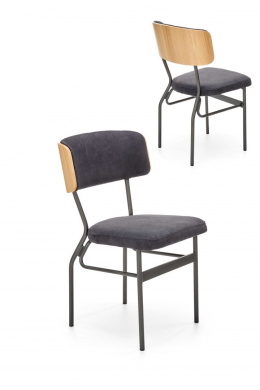 Halmar SMART krzesło do jadalni KR dąb naturalny/czarny - MDF +okleina naturalna, stelaż metalowy czarny stal malowana proszkowo