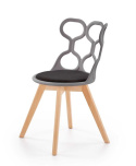 Halmar K308 krzesło do jadalni popiel / czarny materiał: polipropylen, drewno lite, tkanina