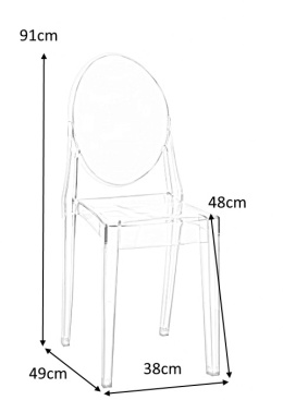 D2.DESIGN Krzesło Viki transparentne tworzywo stabilne i solidne odporne na pogodę