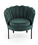 Halmar ANGELO fotel wypoczynkowy ciemny zielony/ czarny materiał: tkanina - velvet / stal malowana proszkowo