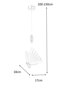 Moosee MOOSEE lampa wisząca LED BUTTERFLY M złota metal skrzydła szkło kryształowe - motyl