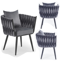 Halmar AVATAR 2 fotel wypoczynkowy popielaty/ czarny, materiał: tkanina - velvet / stal