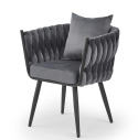 Halmar AVATAR 2 fotel wypoczynkowy popielaty/ czarny, materiał: tkanina - velvet / stal