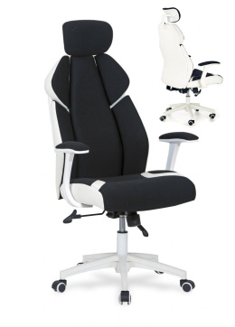 Halmar CHRONO fotel obrotowy gabinetowy biało-czarny, mechanizm multiblock, regulowany zagłówek gamingowy Gamingowe