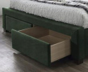 Halmar łóżko MODENA 3 z szufladami 160x200 tapicerowane ciemny zielony velvet z zagłówkiem ze stelażem