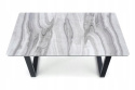 Halmar stół MARLEY rozkładany 160-200x90 blat szkło MDF lakierowany - biały marmur / popielaty, nogi stal malowana - czarny