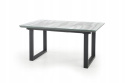 Halmar stół MARLEY rozkładany 160-200x90 blat szkło MDF lakierowany - biały marmur / popielaty, nogi stal malowana - czarny