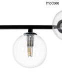 LAMPA WISZĄCA ALURE LINE TWIN 90 metal CZARNA standartowe KLOSZE G9 połączone z obręczą LED szkło TRANSPARENTNE Moosee MOOSEE