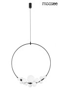 Moosee MOOSEE lampa wisząca ROCIO czarna metalowa okrągłe klosze szklane białe 14xG9