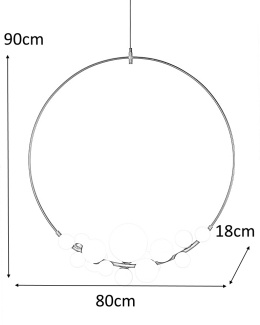 Moosee MOOSEE lampa wisząca ROCIO czarna metalowa okrągłe klosze szklane białe 14xG9