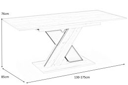 HALMAR stół XARELTO prostokątny rozkładany 130-175x85 dąb wotan - czarny płyta meblowa okleinowana