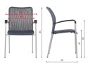 Krzesło gabinetowe konferencyjne szare HN-7501/AL z podłokietnikami, możliwość sztaplowania