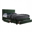 Halmar łóżko GRACE 160x200 z szufladami tapicerowane ciemny zielony velvet lite drewno kauczukowe dwuosobowe do sypialni
