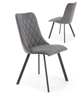 Halmar K450 krzesło do jadalni popielaty, materiał: tkanina velvet, nogi metal czarny