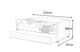 Halmar łóżko SANNA tapicerka tkanina dwuosobowe z wysuwanym dolnym materacem popielaty