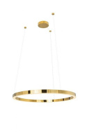 MOOSEE Lampa wisząca RING 50 złota - LED chromowane złoto osłona mleczne tworzywo barwa światła ciepła