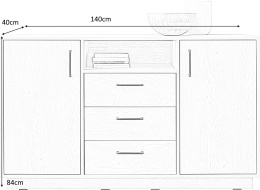Meblar Komoda SANTIAGO System SN06 - Dąb Biszkoptowy czarne uchwyty Meble młodzieżowe szuflady drzwi