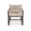 ZESTAW OGRODOWY ( sofa + fotel 2x + ława ), czarny / cappuccino SHARK HALMAR tapicerka tkanina korpus sztal malowana blat szkło